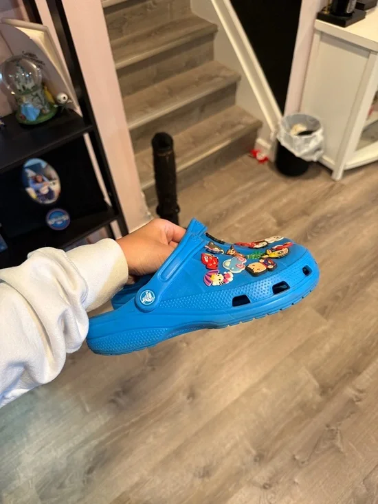 CROCS Bright Blue Kids Clogs with Character Charms - Picture 3 of 5